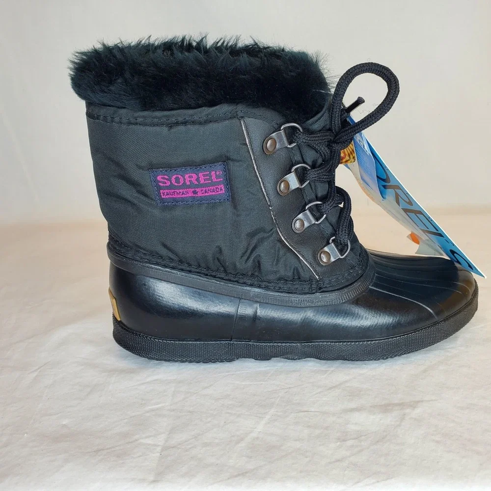 NWT VTG SOREL KAUFMAN Canadian WOMENS 5 BLACK INSULATED WATERPROOF WINTER BOOTS